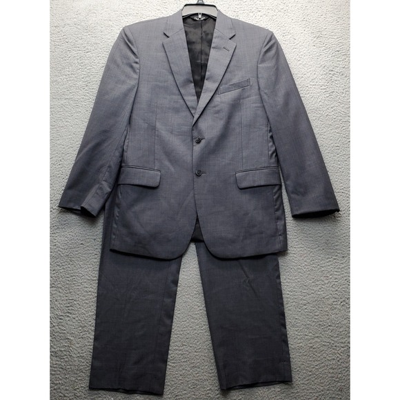 Jos. A. Bank 2 Piece Suit Mens 42R Gray Wool Tailored Fit Single-Breasted Formal - Picture 1 of 16